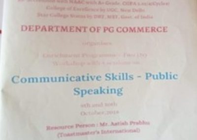 Workshop on Communicative Skills –Public Speaking